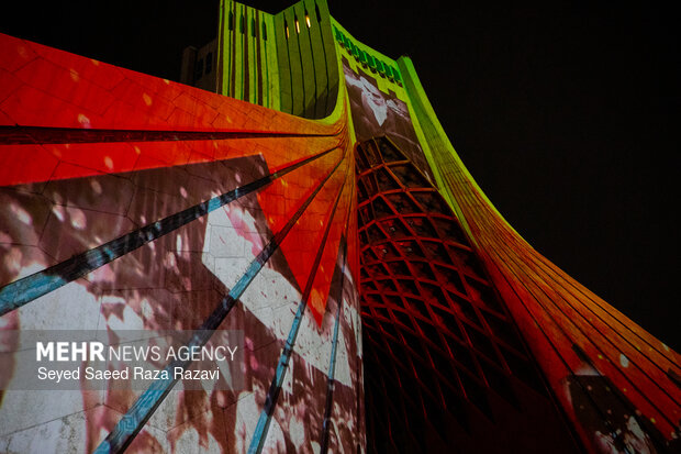 نورپردازی سه بعدی ونورافشانی به مناسبت سالگردپیروزی انقلاب اسلامی