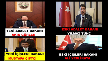 Kabinede iki bakan değişti