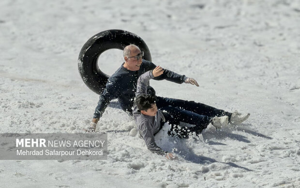 تیوپ سواری در پیست اسکی بارده