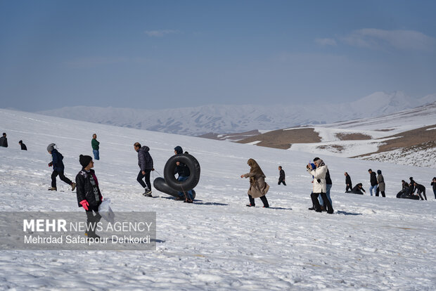 Playing in the snow in Chaharmahal and Bakhtiari Province