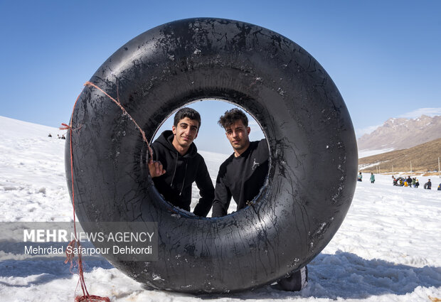 Playing in the snow in Chaharmahal and Bakhtiari Province