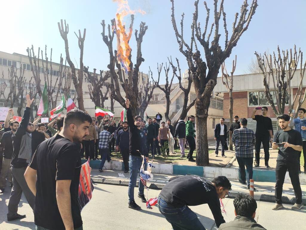 احراق علمي اسرائيل وامريكا