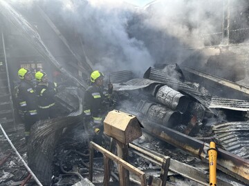 میزان آتش سوزی حادثه سقوط بالگرد ارتش در میدان میوه و تره بار درچه