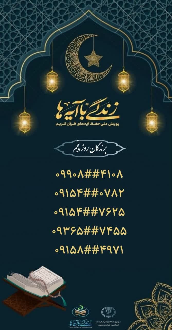 اعلام سؤال مسابقه شماره پنج «زندگی با آیه‌ها» در خراسان رضوی