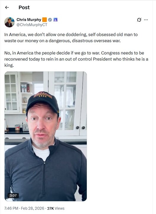 مورفی: نمی‌گذاریم یک پیرمرد خودشیفته، پول ما را در جنگی خطرناک هدر دهد