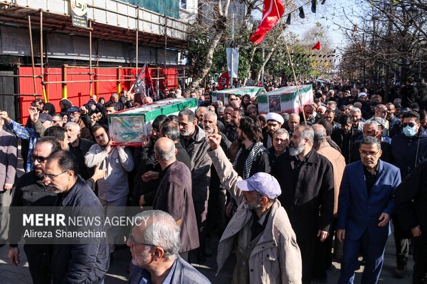تشییع پیکر مطهر ۴ شهید حمله آمریکایی - صهیونی در رشت
