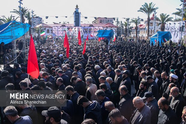تشییع پیکر مطهر ۴ شهید حمله آمریکایی - صهیونی در رشت