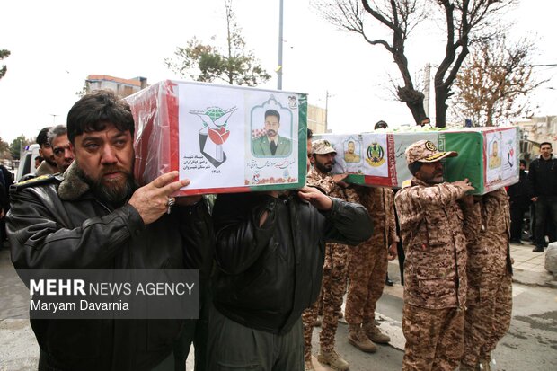 تشییع پیکر سه تن از شهدای حملات آمریکایی و صهیونی در شیروان