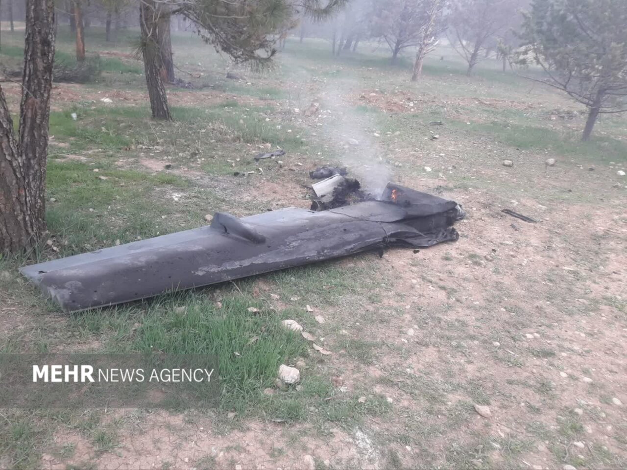 تصاویر جدید از انهدام پهپاد پیشرفته هرمس ۹۰۰ در خرم‌آباد