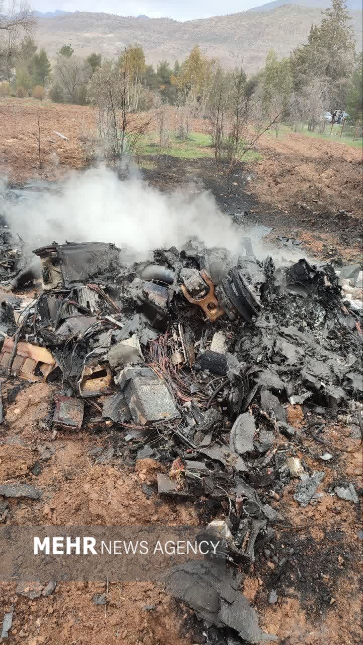 تصاویر جدید از انهدام پهپاد پیشرفته هرمس ۹۰۰ در خرم‌آباد