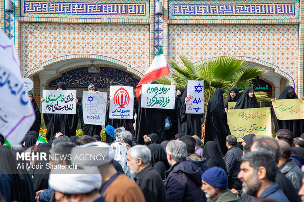 راهپیمایی محکومیت جنایات رژیم صهیونی-آمریکایی در مشهد