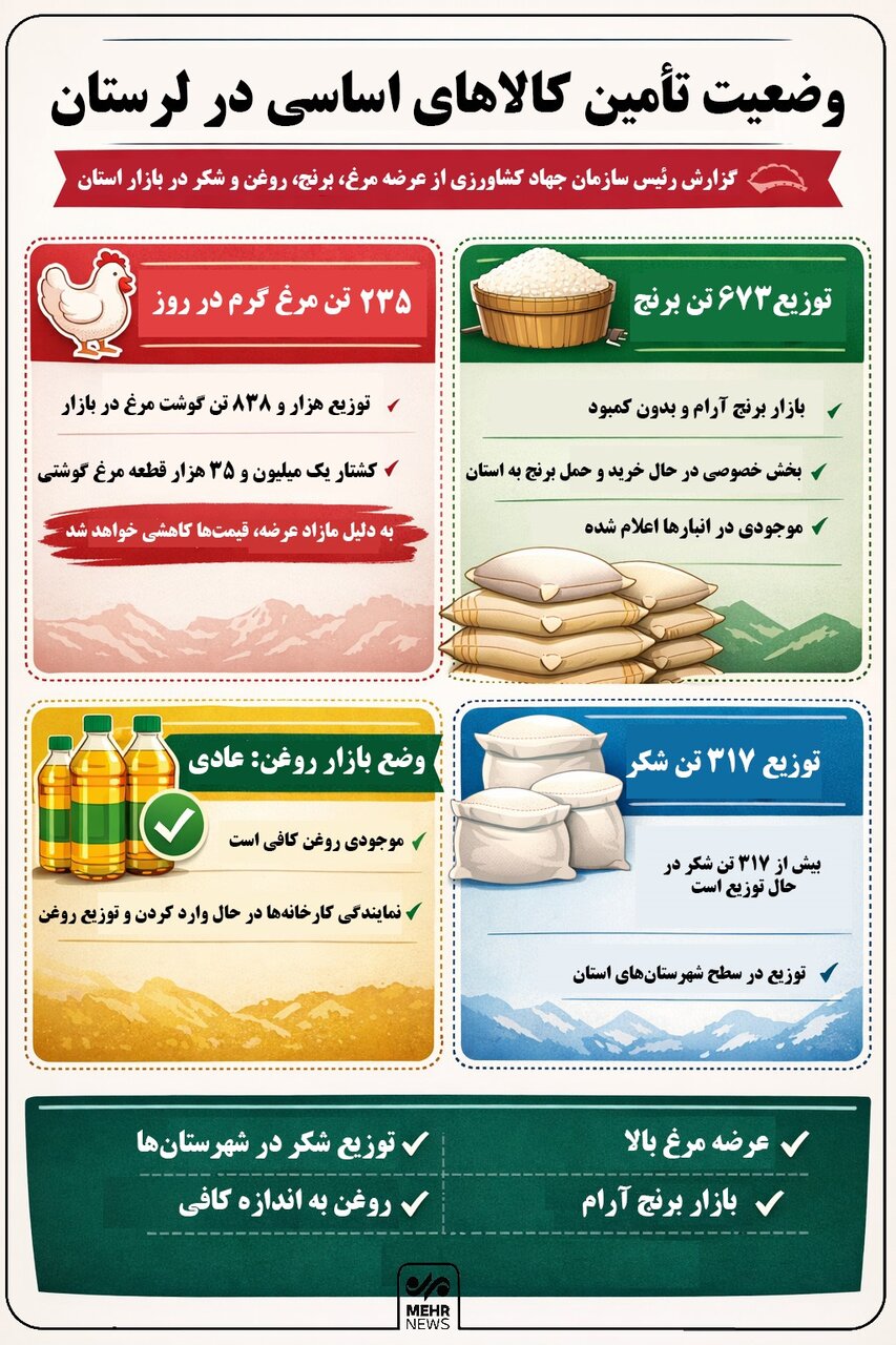 اینفوگرافیک؛ جزئیات توزیع کالاهای اساسی در لرستان