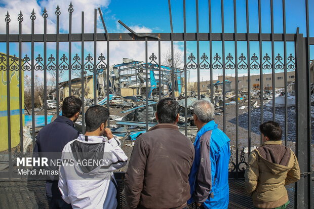 آثار تجاوز آمریکایی - صهیونی به مرکز معاینه فنی خودرو در زنجان