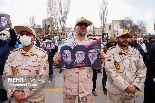 آیین تشییع و تدفین ۳ شهید حمله آمریکایی صهیونی در اردبیل