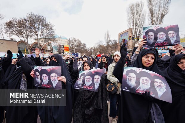 آیین تشییع و تدفین ۳ شهید حمله آمریکایی صهیونی در اردبیل