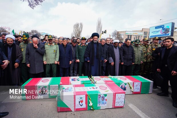 آیین تشییع و تدفین ۳ شهید حمله آمریکایی صهیونی در اردبیل