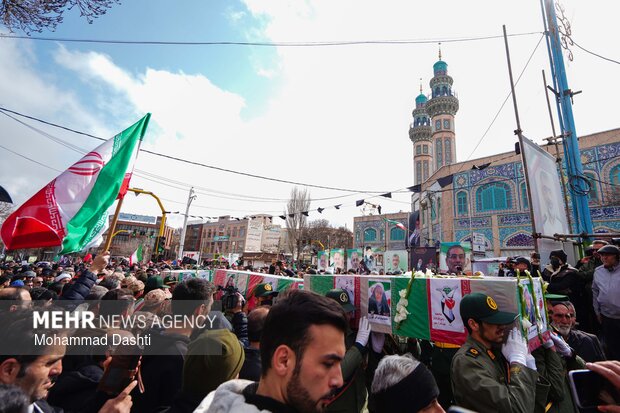 آیین تشییع و تدفین ۳ شهید حمله آمریکایی صهیونی در اردبیل