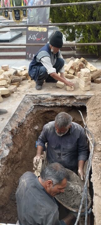 آرامگاه ابدی سردار شهید نائینی در دارالسلام کاشان آمادهسازی شد