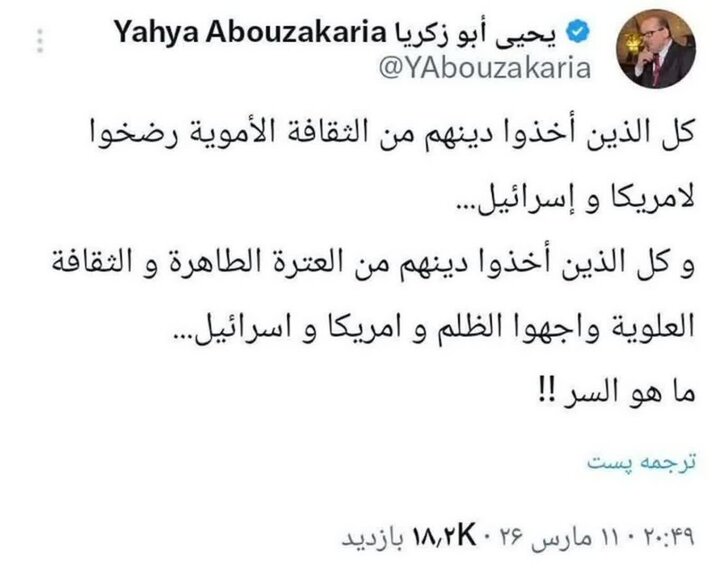 حمایت متفکر الجزایری از ایران؛ پیروان فرهنگ علوی مقابل ظلم ایستاده‌اند