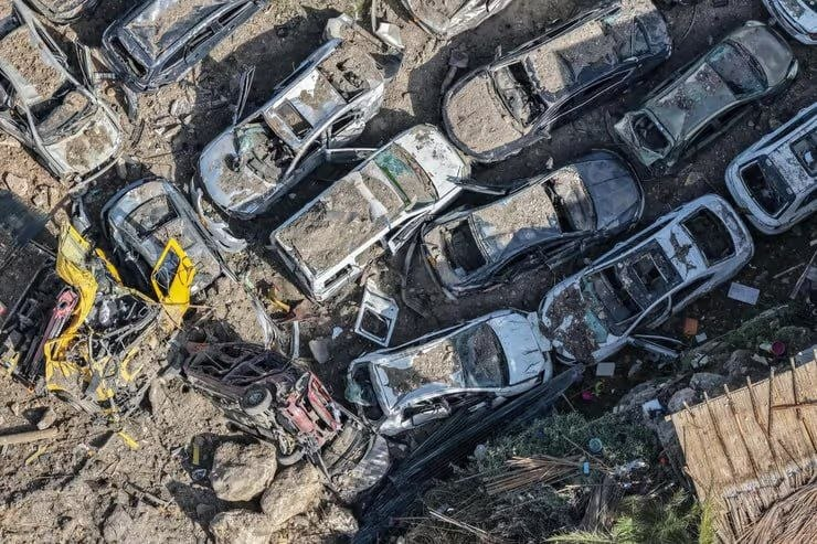 ویرانی‌های برجای مانده ناشی از عملیات موشکی ایران