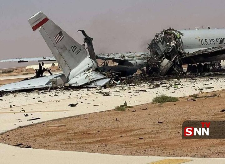 سپاہ پاسداران کا میزائل حملہ، سعودی عرب میں امریکی اواکس طیارہ تباہ+ تصاویر