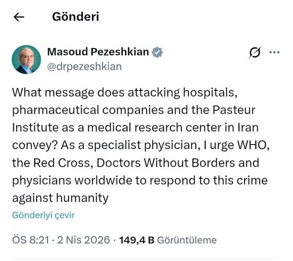 Pezeşkiyan, Tahran'daki Pasteur Enstitüsü'ne yapılan saldırıya sert tepki