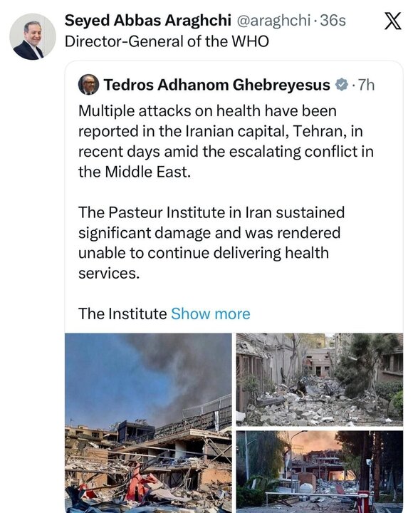 WHO chief slams US-Israel attacks on Iran medical centers