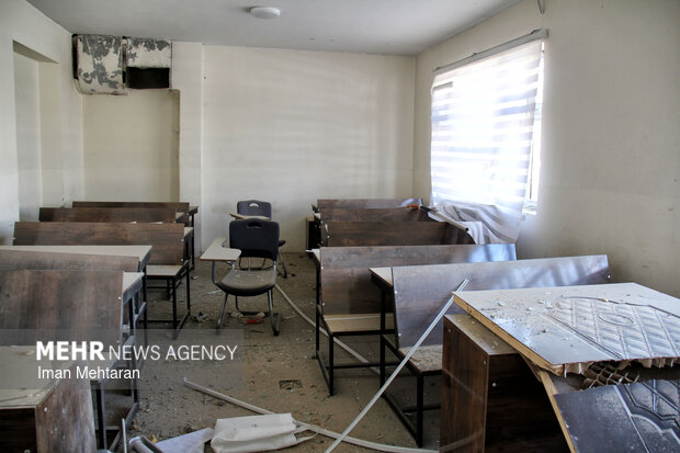 خسارت حمله صهیونیستی-آمریکایی به یک دبیرستان پسرانه در کرمانشاه