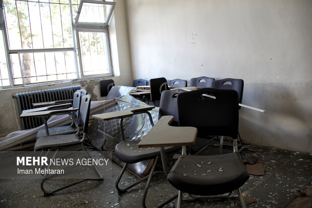 خسارت حمله صهیونیستی-آمریکایی به یک دبیرستان پسرانه در کرمانشاه