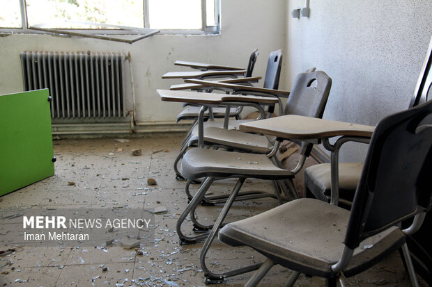 خسارت حمله صهیونیستی-آمریکایی به یک دبیرستان پسرانه در کرمانشاه