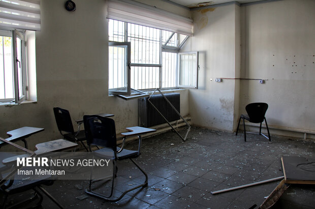 خسارت حمله صهیونیستی-آمریکایی به یک دبیرستان پسرانه در کرمانشاه