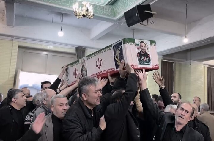 آیین وداع با پیکر «شهید امید شاهین‌فرد» در معراج شهدای تبریز