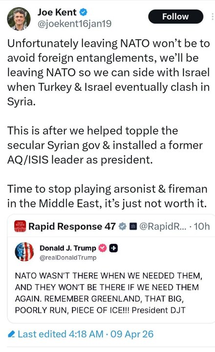 جو کنت: زمان توقف آتش‌افروزی آمریکا در خاورمیانه فرا رسیده است