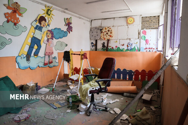 آثار تجاوز آمریکایی- صهیونی به مهدکودک حورا