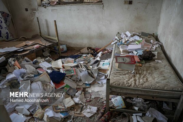 تخریب مرکز فرهنگی نجمیه در تجاوز آمریکایی-صهیونی به همدان