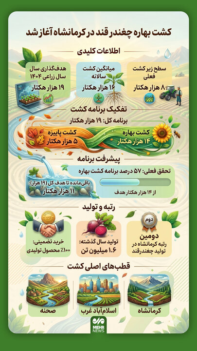 اینفوگرافیک؛ کشت بهاره چغندر قند در کرمانشاه آغاز شد