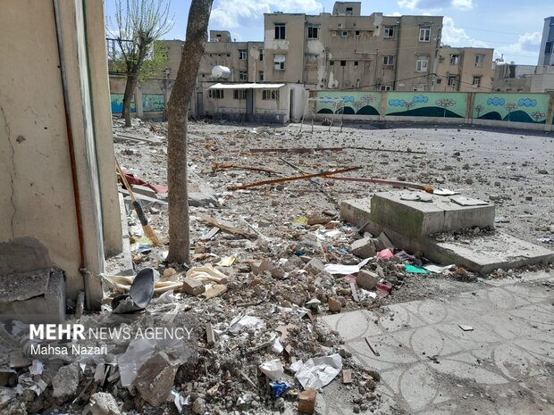 آثار تجاوزات رژیم صهیونیستی در دبستان شهید احمد رحیمی شهر ایلام