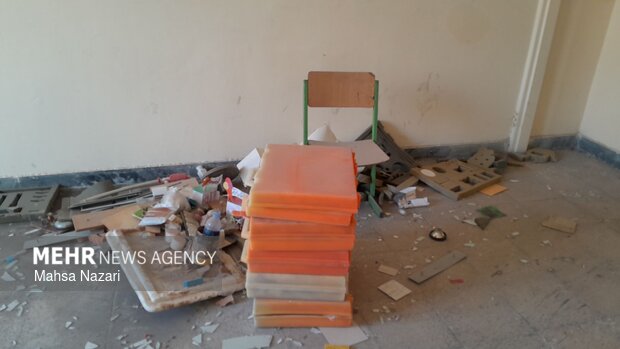 آثار تجاوزات رژیم صهیونیستی در دبستان شهید احمد رحیمی شهر ایلام