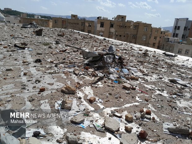 آثار تجاوزات رژیم صهیونیستی در دبستان شهید احمد رحیمی شهر ایلام