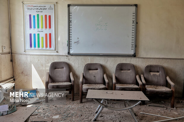 آثار تجاوزات هوایی آمریکایی - صهیونی در دبستان بعثت تبریز