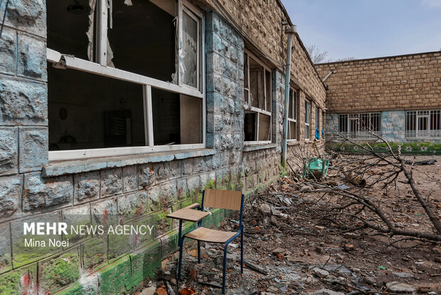 آثار تجاوزات هوایی آمریکایی - صهیونی در دبستان بعثت تبریز