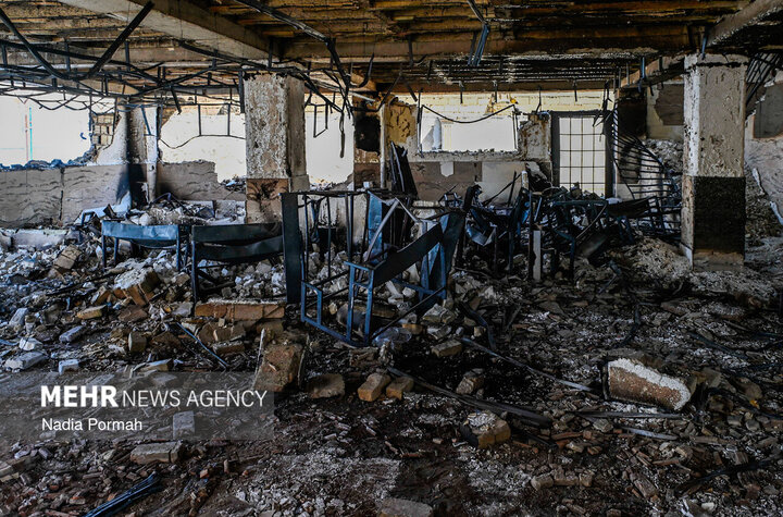 آثار تجاوزات هوایی آمریکایی-صهیونی در مدرسه ذکاوت کرج