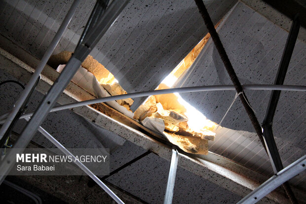 آثار خسارت به استخر نوساز «بهار» روانسر در حمله آمریکایی-صهیونیستی