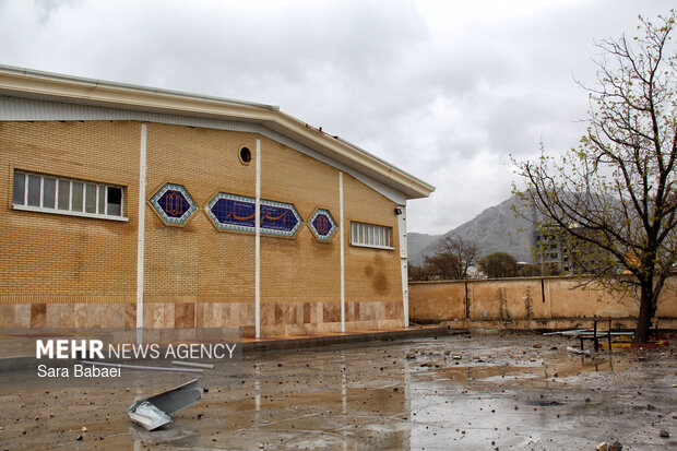 آثار خسارت به استخر نوساز «بهار» روانسر در حمله آمریکایی-صهیونیستی