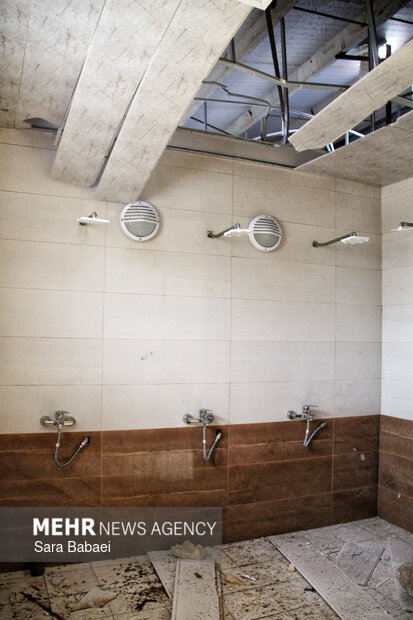 آثار خسارت به استخر نوساز «بهار» روانسر در حمله آمریکایی-صهیونیستی