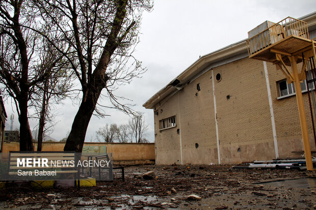 آثار خسارت به استخر نوساز «بهار» روانسر در حمله آمریکایی-صهیونیستی