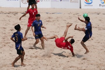Iran beach soccer team east bast Thailand in Sanya 2026