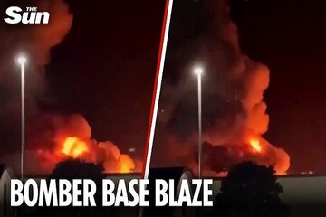 VIDEO: Fire erupts at UK air base used by US bombers