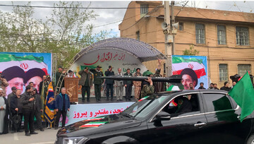 رژه خودرویی در رزمایش جانفدایان در ارومیه