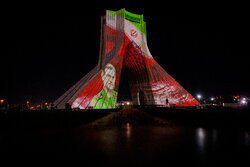 Azadi Tower lit up for Persian Gulf Day